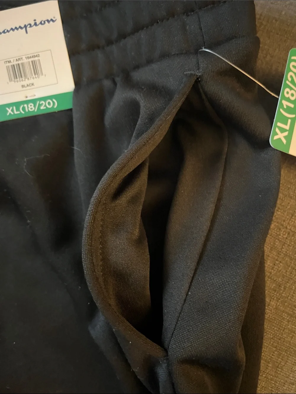 NWT Champion Kids Joggers Black with Logo Patch Size XL 18/20